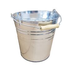 Metal Bucket Tin Pot Garden Galvanised Zinc Planter Wooden Handle Ice Bucket 10L