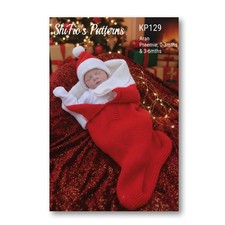 Knitting Pattern for Christmas Stocking Baby Cocoon & Hat- 3 Sizes - KP129