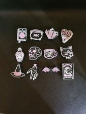 12 x Gothic Witch Croc Clog Charms Black Magic Halloween Horror Ghost