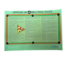 OFFICIAL POOL GAME RULES 1-9 POSTER UK BRITISH 8 BALL ENGLISH TABLE SIGN A3