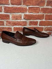 Russell & Bromley Brown Leather Dress Shoes Penny Loafers Slip On Men UK 8 EU 42