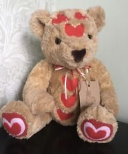 Rescued Bear Upcycled Soft Toy Valentine’s Day Red Hearts One Of A Kind Gift