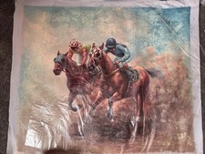 Horse Racing Original Oil Painting. At The Races. Unframed Oil On Canvas Horse