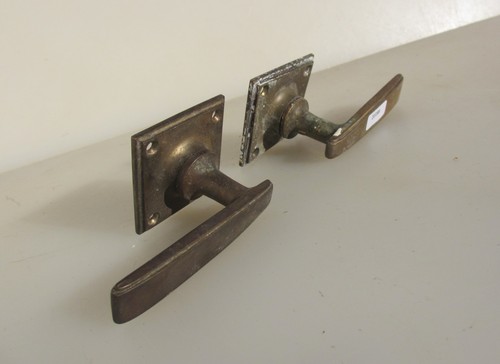 Antique lever door handles - door, old