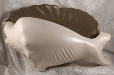 Large Shell Planter in cream & brown 10" long & 4" tall decorative flowers