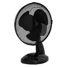 Black 9" Inch Small Oscillating 2 Speed Air Cooling Desk Work Top Fan - BLACK