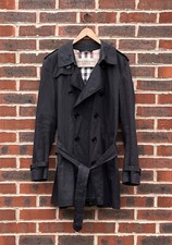 Burberry Brit Mens Trench Coat MEDIUM Black Prorsum Belted Jacket Classic Cotton