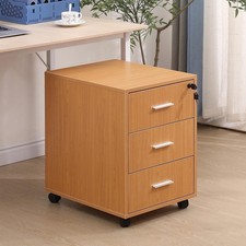 Rainbow Tree 3 Drawers Mobile File Cabinet Wooden, Lockable File Cabinet