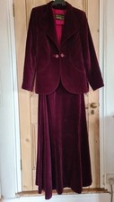 Vintage Mid 1970ies Penny Alavoine Feminella Maroon Velvet Skirt Suit 