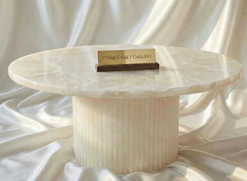 Premium round stone tabletop - stone,