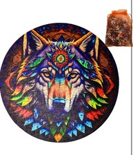 Wolf Face Animal Pieces Wooden