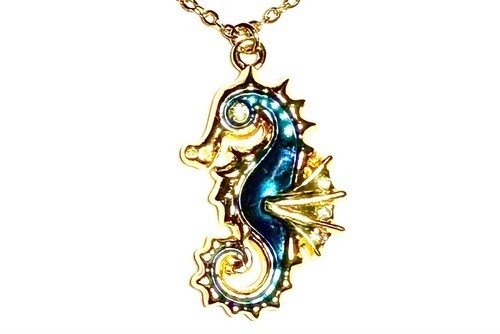 Seahorse blue enamel - seahorse, aurora