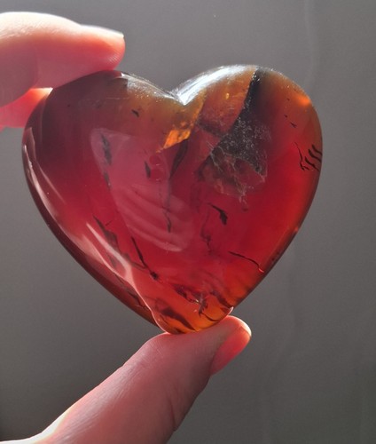 Blue amber heart - amber, from