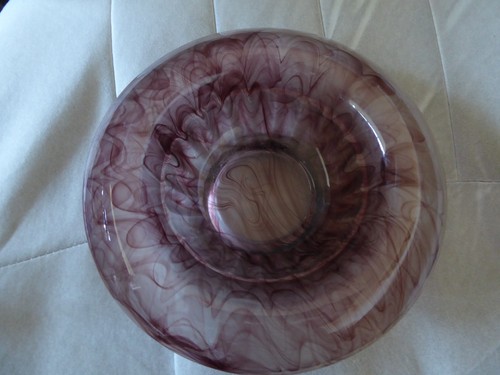 Large pink swirly art glass