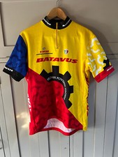 Batavus B Wear men's vintage cycle jersey | Yellow/Red/Blue | Large | Rare
