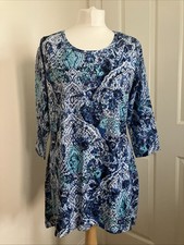 Ladies Size M Medium Approx 14 Slightly Stretchy Artscapes Blue Green Top QVC!