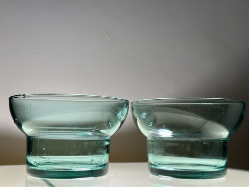 Pair vintage teal green glass - vintage,