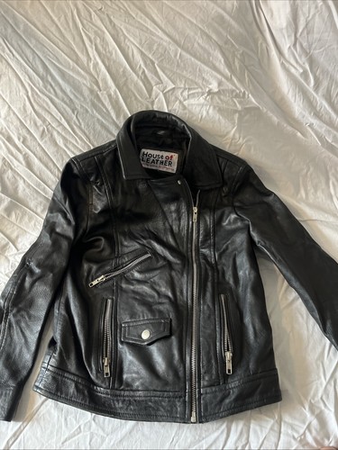 Kids black leather jacket - black,