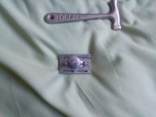 2 vintage pieces, McCowans s.steel toffee hammer&white metal razor very collecti
