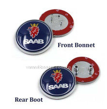 2x Saab Badge 9-3,9-5 Set Boot Blue & Bonnet Front Logo Emblem 68mm Blue