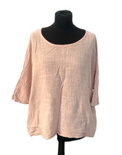 Ladies Pink Italian Cotton 3/4 Sleeved Top One Size