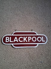 Blackpool Tram Vintage Original Wooden Totem Sign Hand Painted 