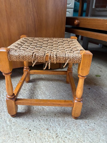 Wooden frame woven footstool - woven,