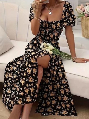 Women floral boho midi - floral, dress