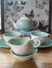 Susie Cooper, Fine Bone China Tea Set for 2, Circa 1950s. Very Good. Chip Free.