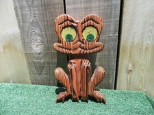 Vintage 70's Carved Wood Felt