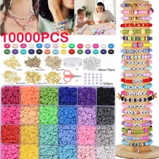 10000+ Pcs Clay Beads Bracelet Making Kit Round Flat Beads Polymer Clay Beads UK