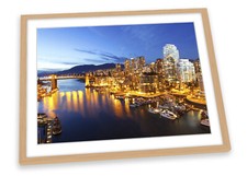 Vancouver Canada Skyline City Blue FRAMED ART PRINT Picture Poster Artwork
