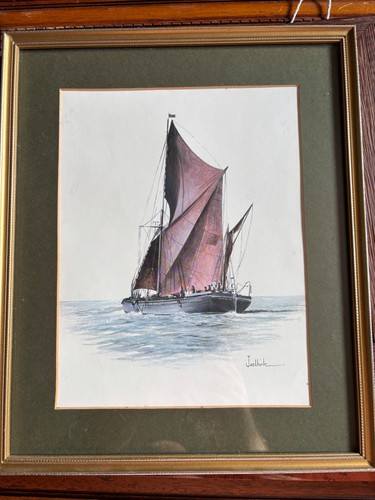 Thames sailing barge - thames, framed