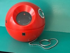 VINTAGE PANASONIC R-70 PANAPET ROUND RED TRANSISTOR AM RADIO WITH CHAIN WORKING