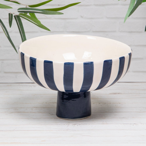 Ceramic fruit bowl blue - ceramic, white