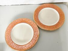VINTAGE PAIR OF 12" DINNER PLATES PLATE - ROYAL WINTON GRIMWADES - ORANGE RIM