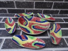 6 x Colourful Dishes 1 Large Dish and 5 Long Oval Dishes Corn on the Cob