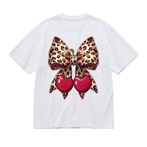 Leopard cherry bow shirt - leopard,