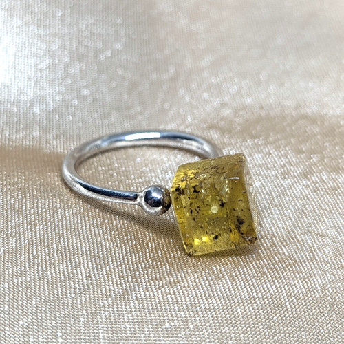 Sterling silver 925 amber ring - silver,