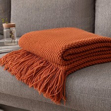 Knitted Throw Blanket Soft Warm Couch Tassel Nap Cozy for Couch Sofa Travel Home