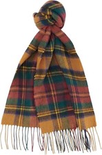 Barbour Mens Lambswool & Cashmere Check  Tartan Scarf Harvest Gold New