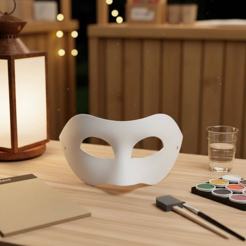 White paper mache mask - white,