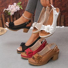 Womens Mid Wedge Heel Flower