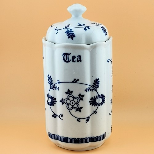 Vintage blue onion tea jar - blue,