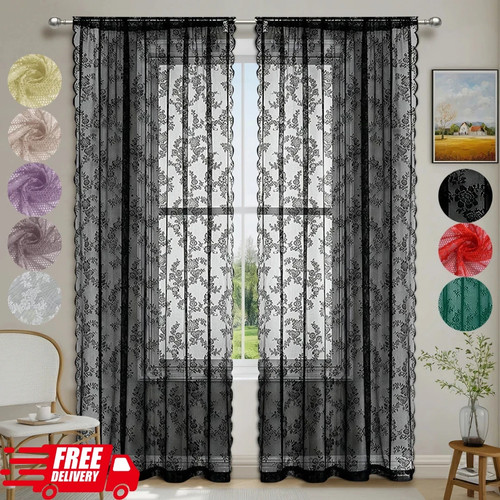 Lace sheer curtain panel - 1, pc