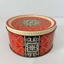Vintage Festive Tin Red Black Gold Cream Scroll Mackintosh's Round Toffee Xmas