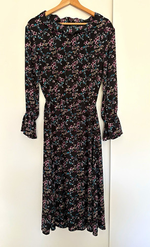 Black floral chiffon line - gu, a-line