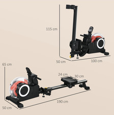 Foldable Water Rowing Machine with LCD Display, Tablet Holder & Wheels, Home Car