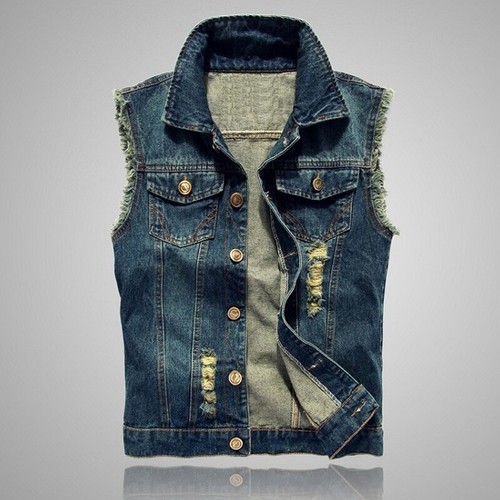 Men denim vest sleeveless - denim,