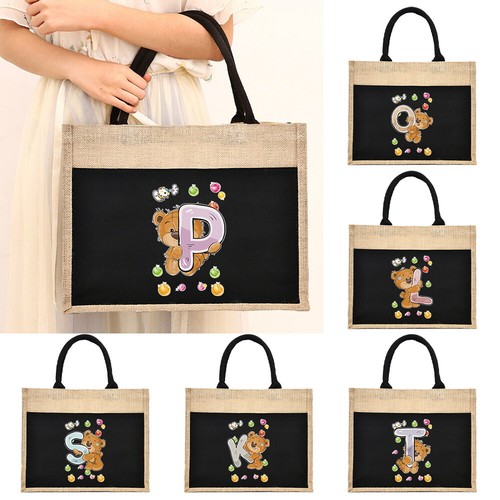 Bear letter classic - bear, jute